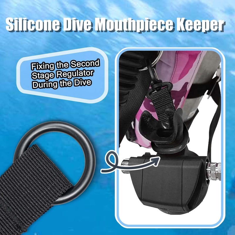 JUSTOOP Store Scuba Octopus Mouthpiece Holder,Silicone Octopus Holder for Scuba Diving 0cto Mouthpiece Keeper for 2nd Stage Regulator Octopus Retainer with Spring Clip,2 PCS,Green/Yellow - Image 2